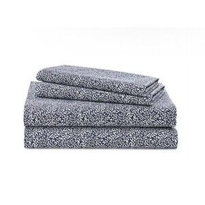 Lauren Ralph Lauren Spencer Leaf 4 Piece CAL-KING Sheet Set Navy $220